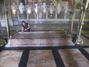 Traditional stone of Jesus' anointing, Church of the Holy Sepulcher